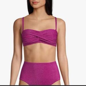 Lands' End Twist-Front Pink Metallic Bikini Top